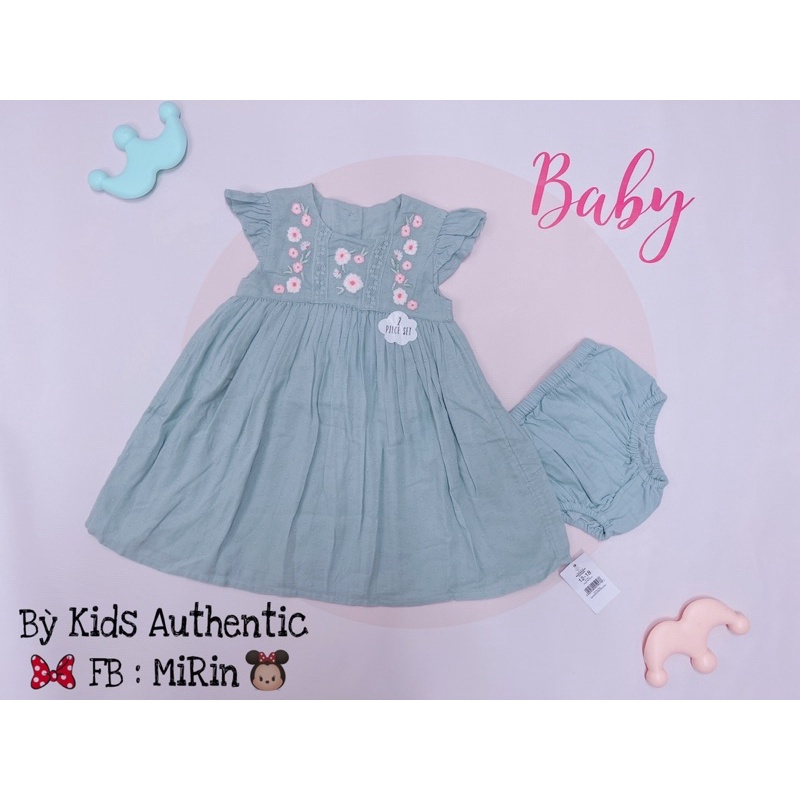 Set đầm xanh Thêu hoa siu xinh cho bé gai♥️