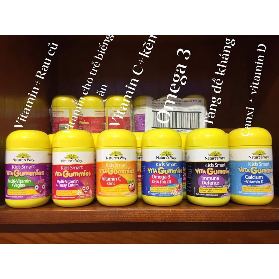 Kẹo Nature's Way Kids Smart Vita Gummies Calcium Vitamin D 60 Viên