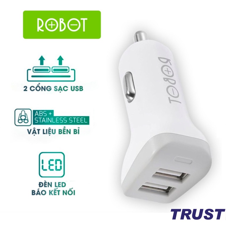 ROBOT Sạc Ô Tô Cốc Sạc Xe Hơi RT-C06 - CHÍNH HÃNG -BẢO HÀNH 1 ĐỔI 1