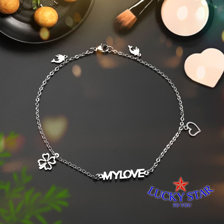 Lắc chân inox my love siêu đáng yêu