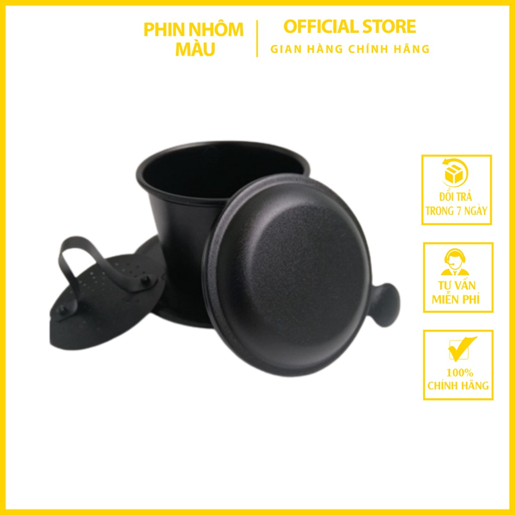 Phin Cà phê nhôm Màu Đen Size 7 170ml. Mạ Anode Cao cấp. Pha cà phê siêu ngon!