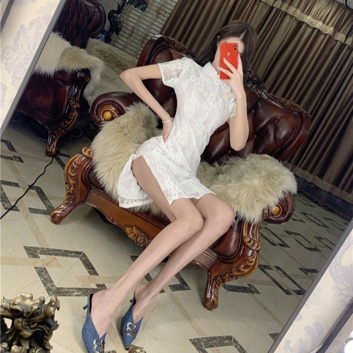 JANE'S Sườn xám xẻ tà gợi cảm phối voan ren trẻ trung J0217