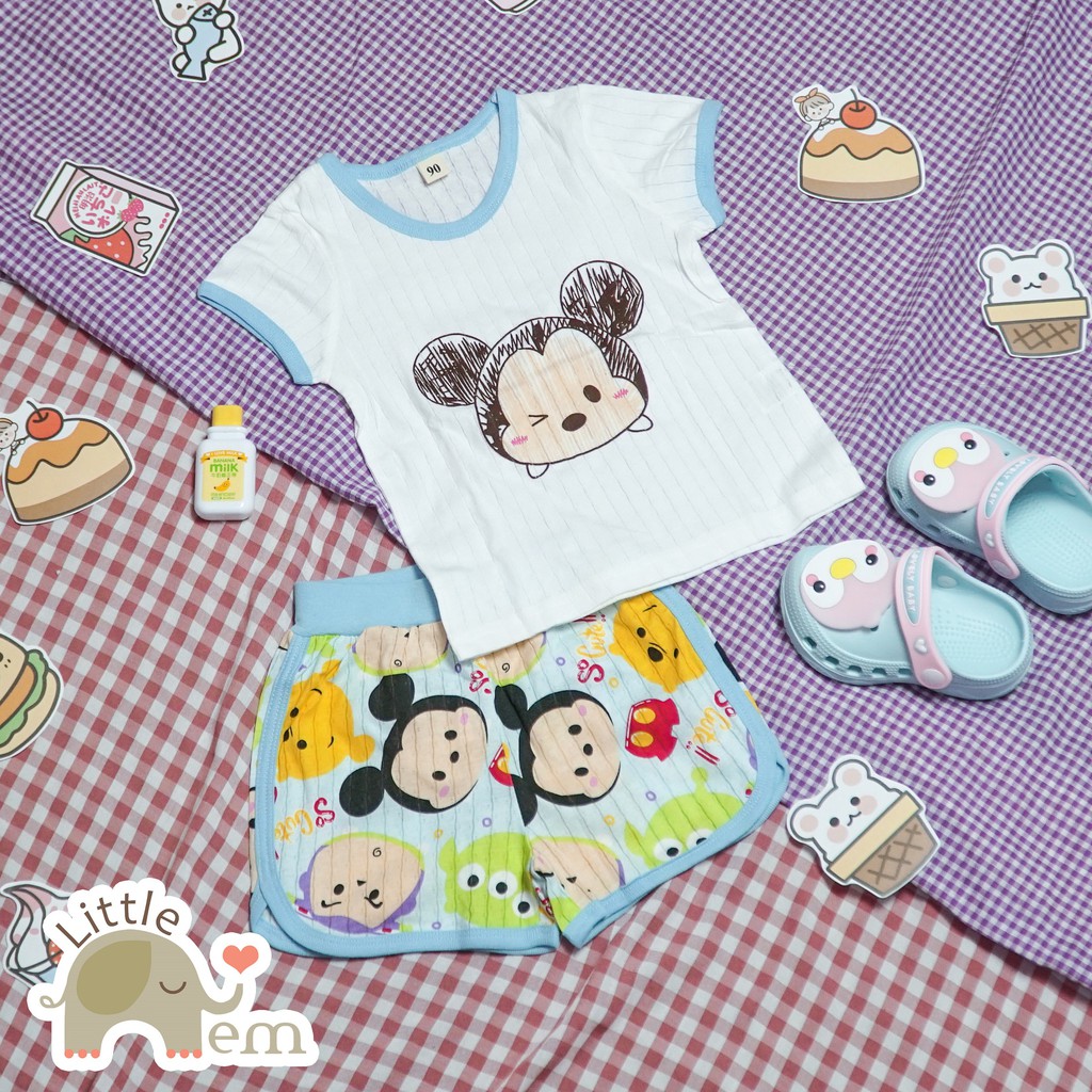 Bộ đồ bé trai Cotton xuất Nhật cộc tay _ Mickey