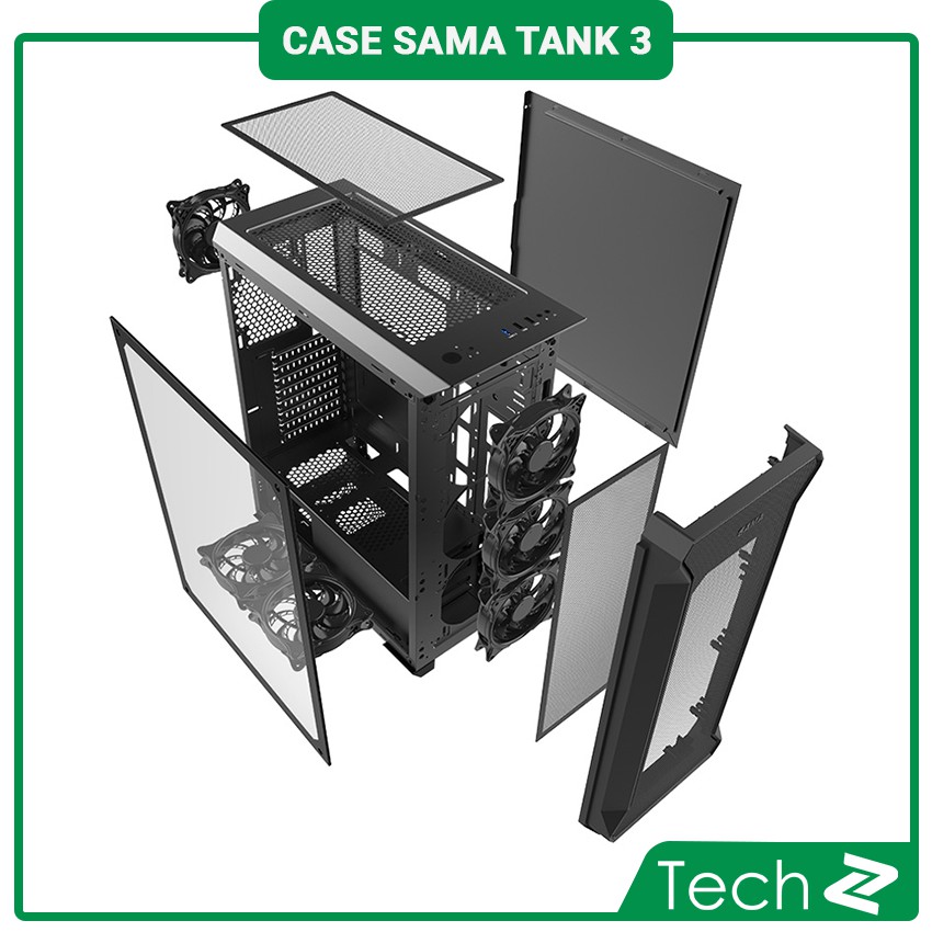 Vỏ Case SAMA Tank 3 Tempered Glass (Mid Tower/Màu Đen)