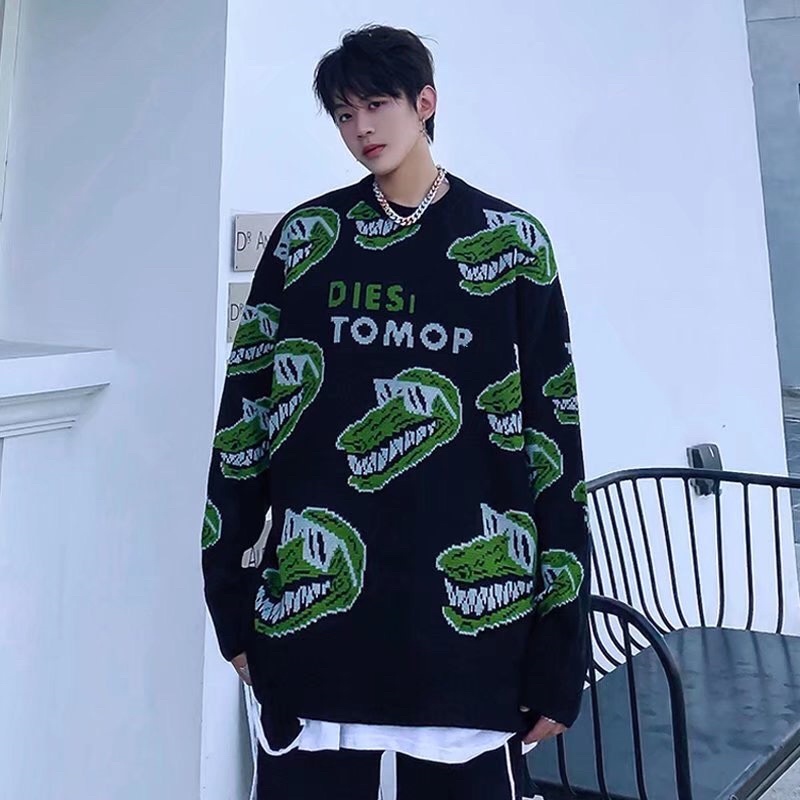 Áo len nam nữ thu đông phong cách đường phố hip-hop in hình cá sấu | BigBuy360 - bigbuy360.vn