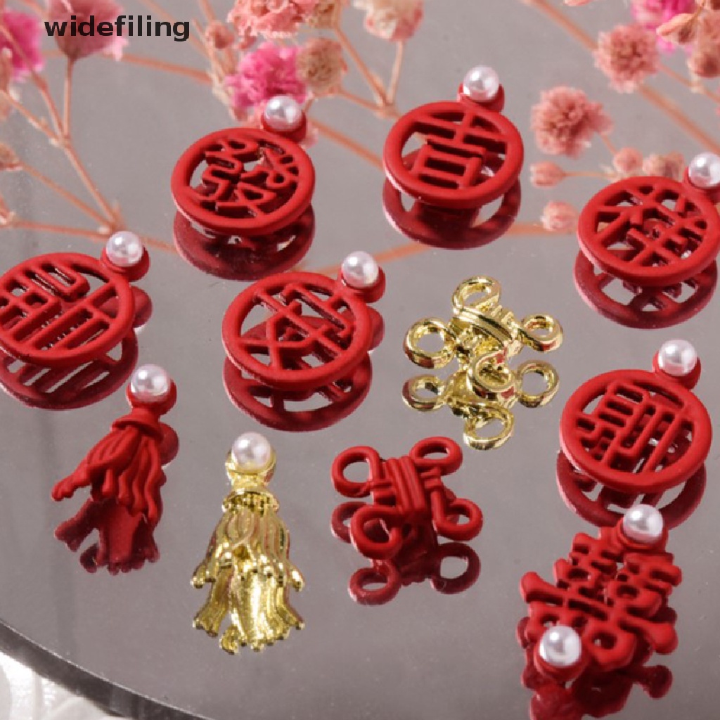 Phụ kiện trang trí móng tay đính ngọc trai nhân tạo thắt nút kiểu Trung Hoa mừng năm mới<br>