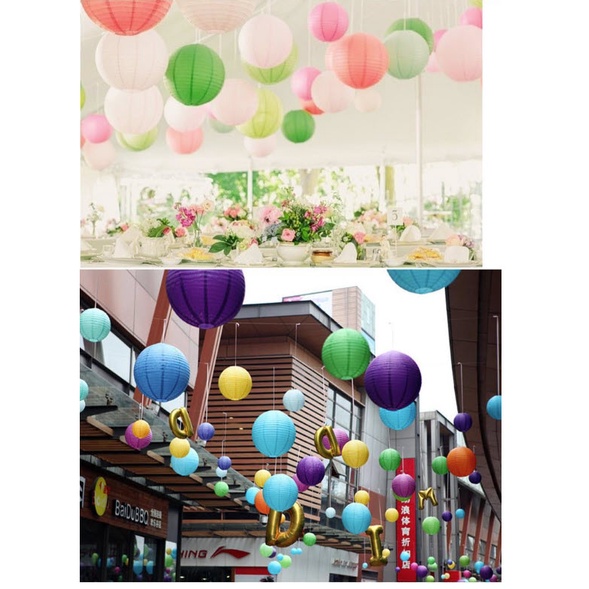 Lồng đèn giấy lụa tròn giá rẻ đủ màu sắc loại đẹp 20cm, 25cm, 30cm hàng có sẵn