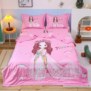 SÉT CHĂN GA HÈ THU COTTON HOẠT HÌNH CÔNG CHÚA HỒNG