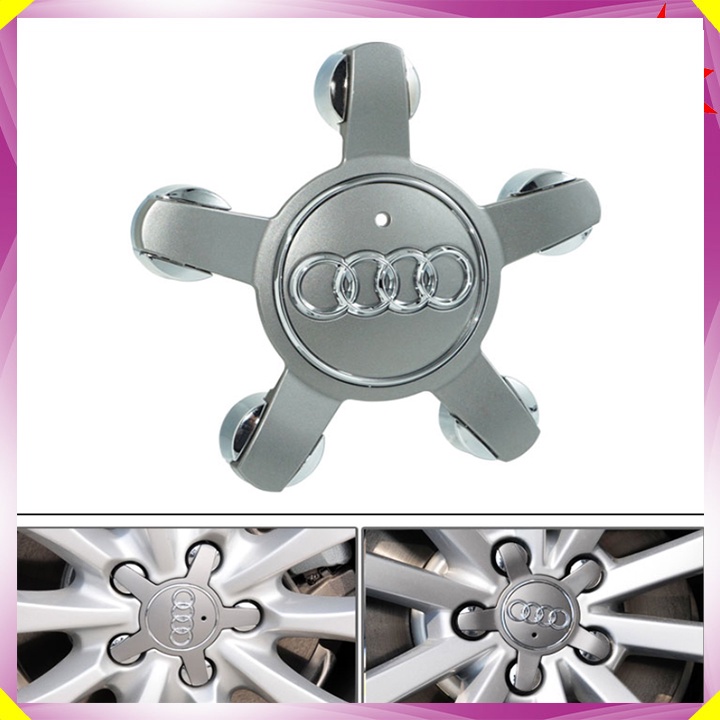 Logo chụp mâm, lazang bánh xe ô tô Audi Q7 - 2 màu: Xám và Đen