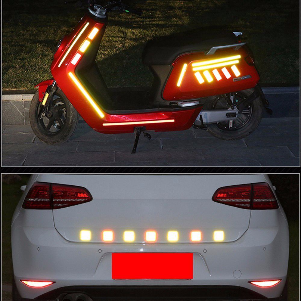 Set 10 miếng dán phản quang hình vuông dùng để cảnh báo an toàn cho xe hơi VANES1