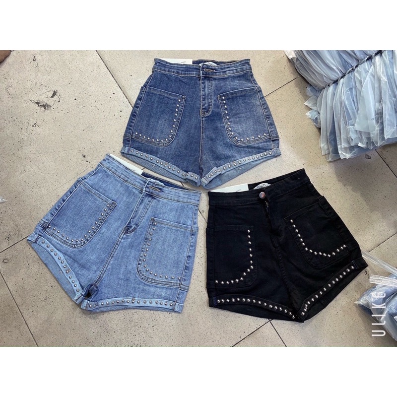 SHORT JEANS GIÃN ĐÍNH ĐINH TÁN - jeans co giãn ảnh thật