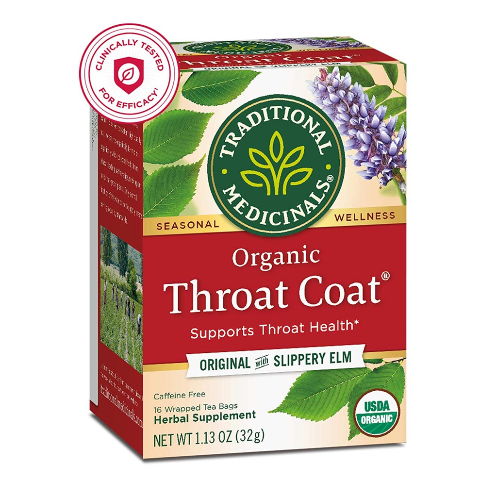 Trà hữu cơ Throat Coat làm dịu đau họng - Traditional Medicinals - 16gói