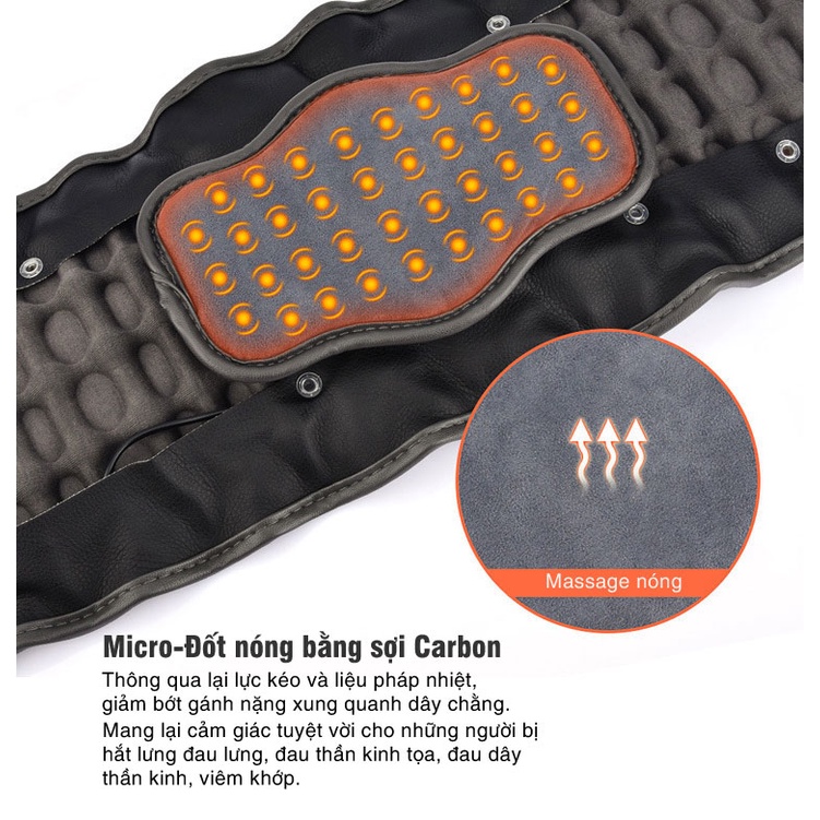 Đai Lưng Cột Sống Nóng, Đai Hơi Massage Lưng Thoát Vị Đĩa Đệm Hailicare HL74.