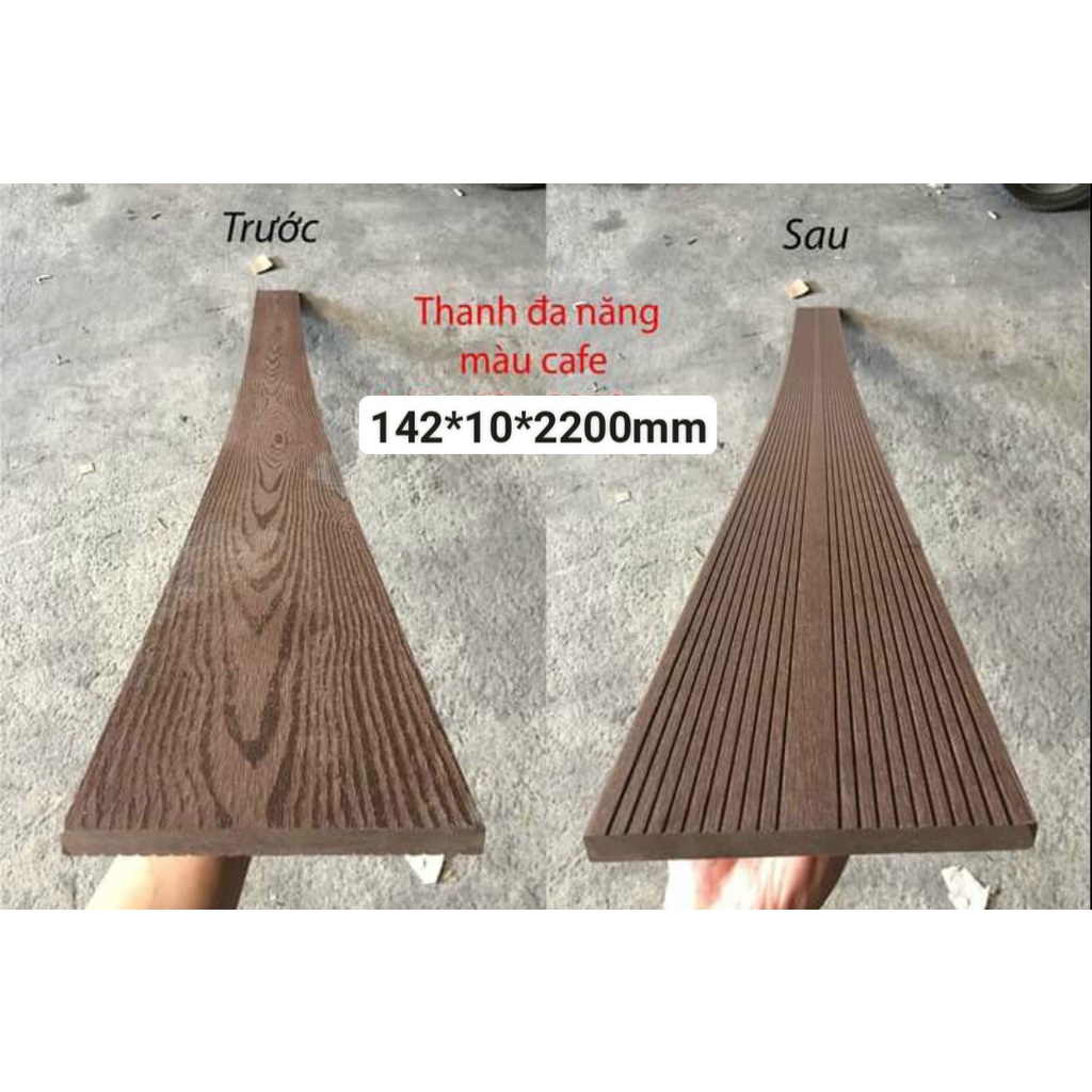 Thanh đa năng bản lớn 142 x10x2200mm, chất liệu composite, dành cho ngoài trời, sân vườn, vận chuyển cắt làm đôi