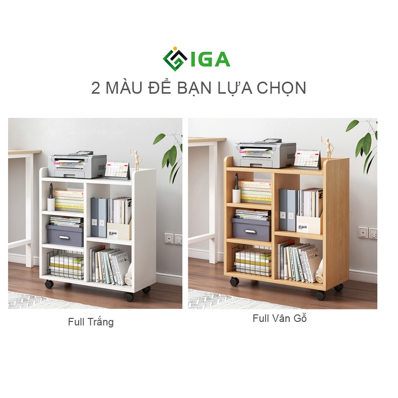 Kệ đa năng lưu trữ tiện dụng, giá sách có bánh xe di động thông minh - GP173