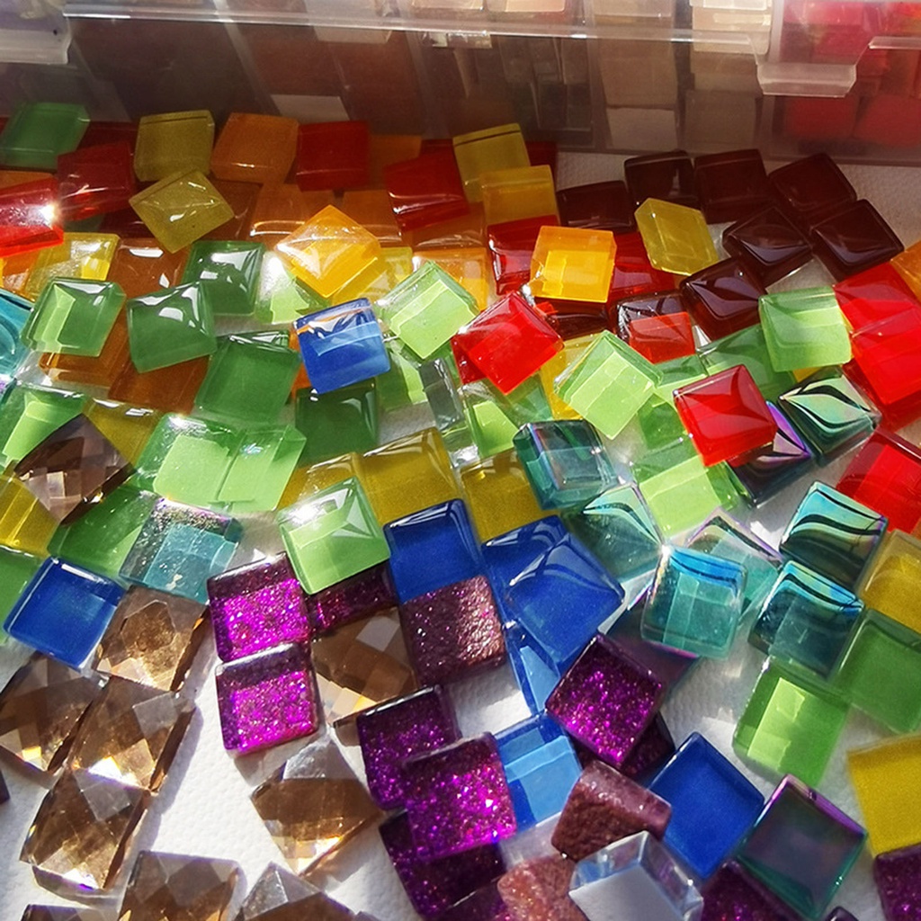 Set 1000 viên gạch mosaic cỡ vuông nhỏ nhiều màu sắc trang trí đồ thủ công DIY