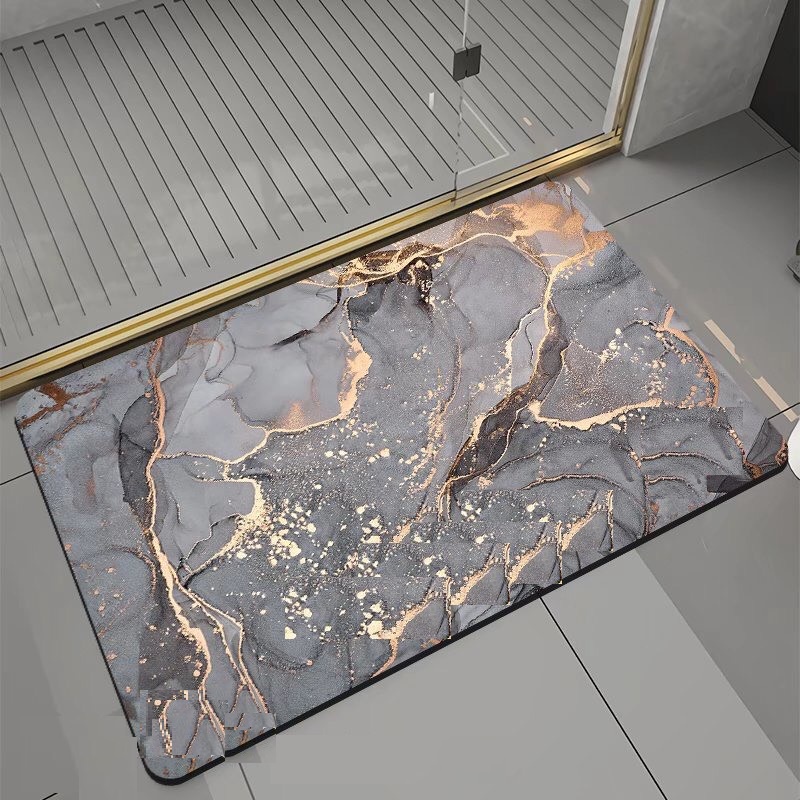 Thảm Lau Chân Chùi Chân Silicon trải sàn vân đá siêu thấm hút nước phòng tắm chống trượt cao cấp đế cao su chất siêu dày
