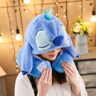 Gối kê cổ hình chữ u có mũ trùm đầu kiểu hoạt hình dễ thương