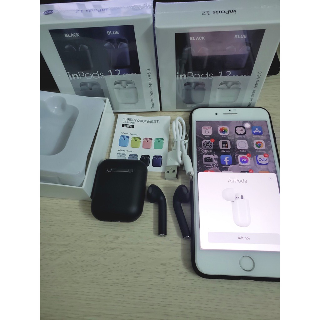 Tai nghe bluetooth không dây Inpods i12 TWS cảm ứng điều khiển cảm biến âm thanh HIFI cho Android và iOS | BigBuy360 - bigbuy360.vn