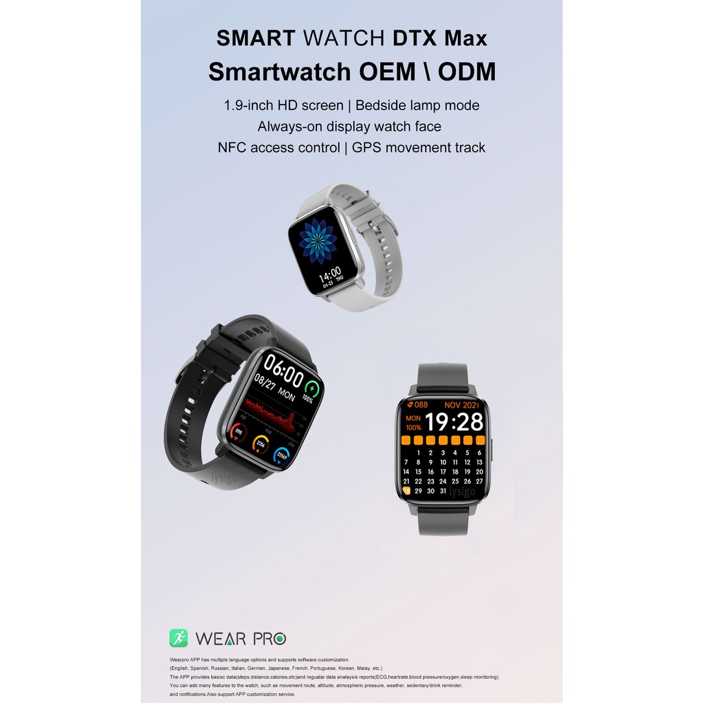 Đồng Hồ Thông Minh 2022 TOP DTX max 1.9inch Bluetooth NFC Hỗ Trợ Giọng Nói Cho Nam Nữ PK dt7 max