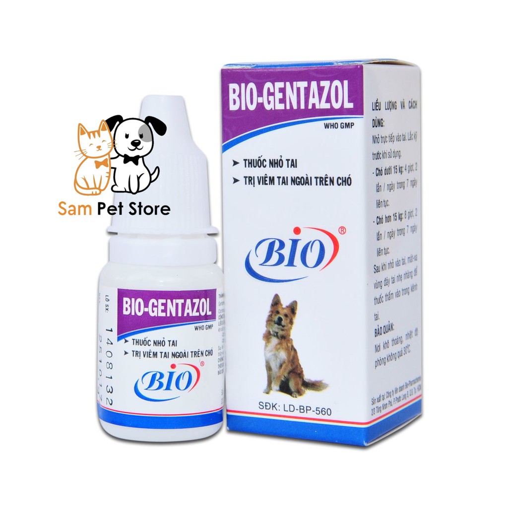 Thuốc Nhỏ Tai cho chó mèo thú cưng Gentazol Bio 10ml