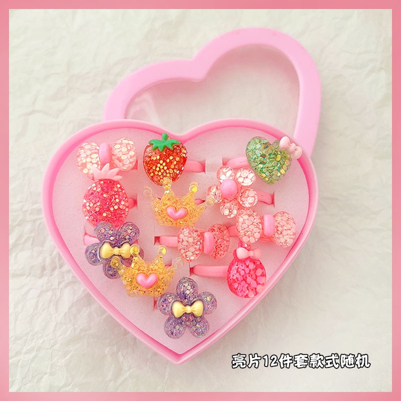 Set Nhẫn Nhựa Hoạ Tiết Hoạt Hình Dễ Thương Cho Bé Gái