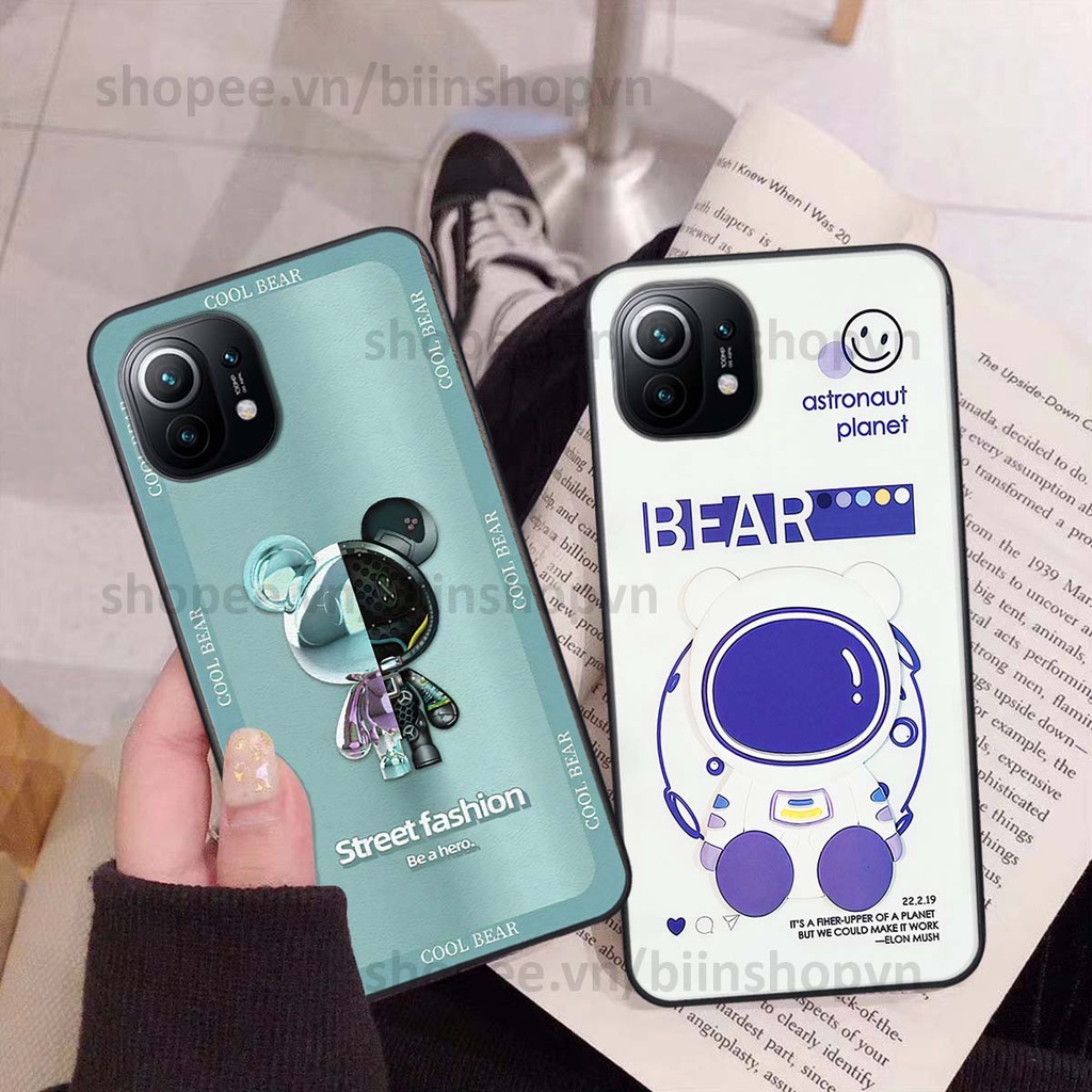 Ốp Xiaomi Mi 11 / Mi 11T / Mi 11 Lite hình gấu bear brick đẹp độc lạ, thời trang, cá tính