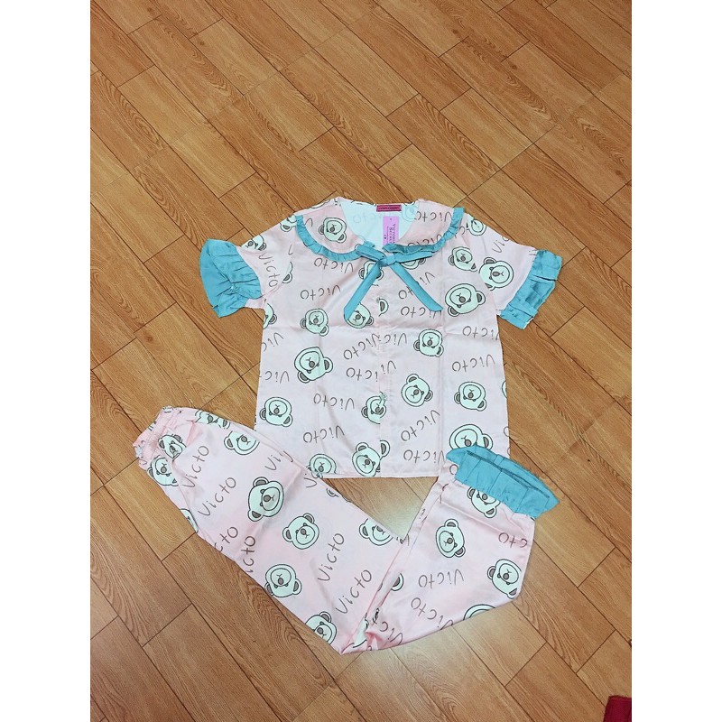 [FREE SHIP] Đồ Bộ Pijama - Bộ Lụa Satin Tay Ngắn Tiểu Thư Kèm Ảnh Thật