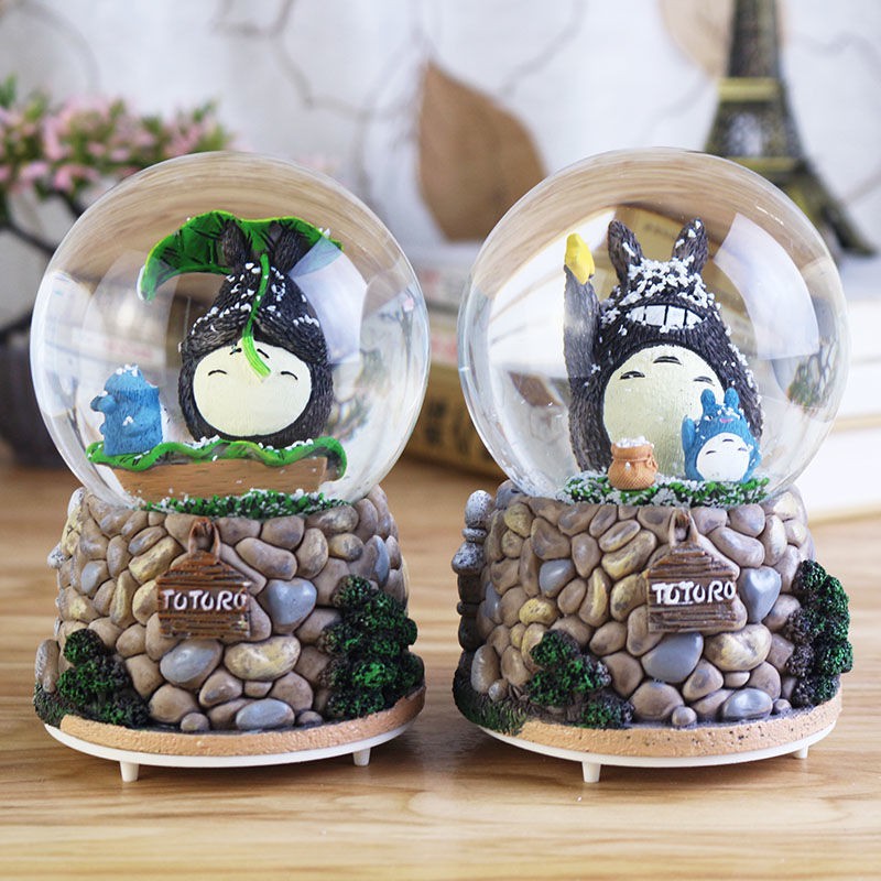 Quả Cầu Tuyết Pha Lê Phát Nhạc Hình Ngôi Nhà Totoro Sáng Tạo