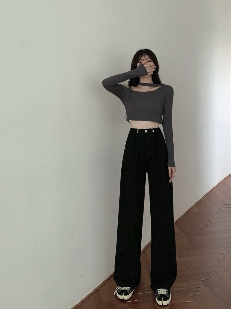 Quần jean dài IELGY lưng cao ống rộng thời trang xuân thu 2020 cho nữ