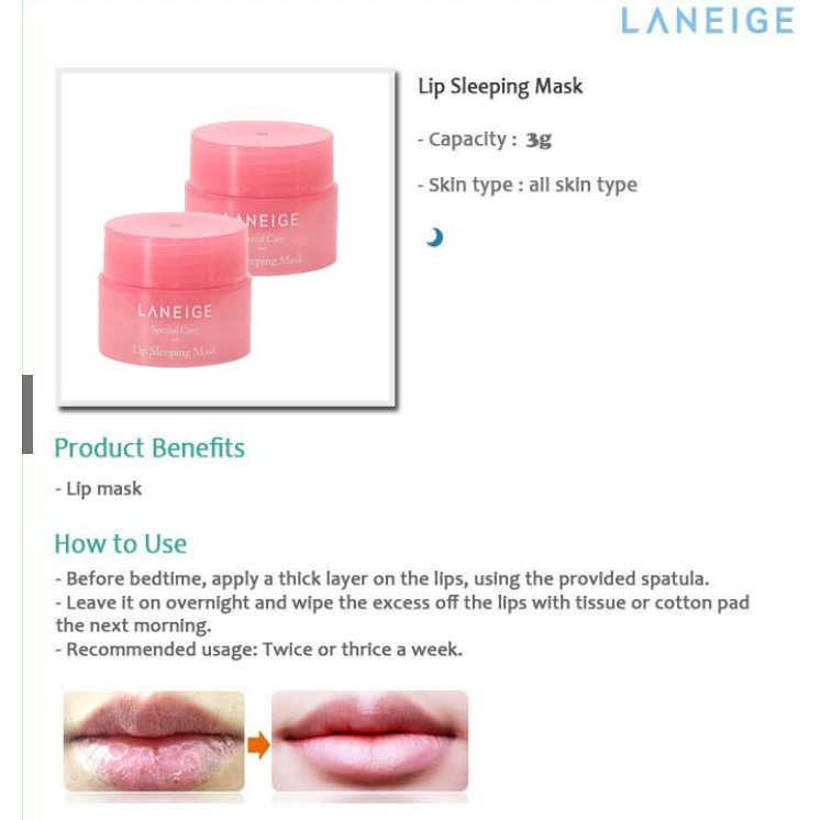 (hàng Mới Về) Mặt Nạ Ngủ Cho Môi Laneige 3g 100% Chính Hãng Hàn Quốc | BigBuy360 - bigbuy360.vn