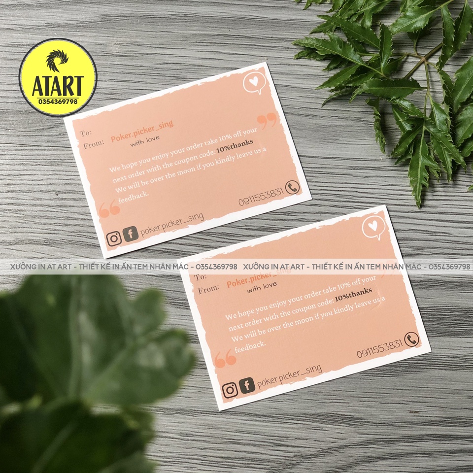 100 - 200 card bo góc thank you - card shop - IN THEO YÊU CẦU