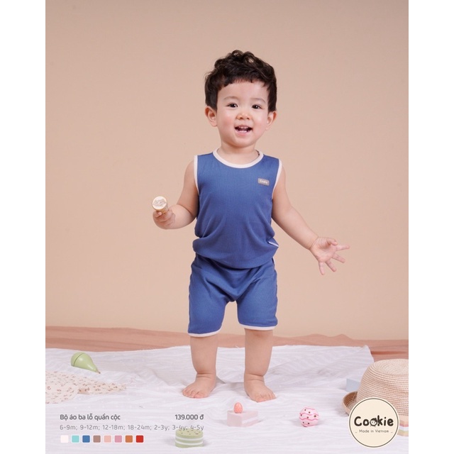 COOKIE - Bộ Áo 3 Lỗ Quần Cộc (màu dành cho bé trai)