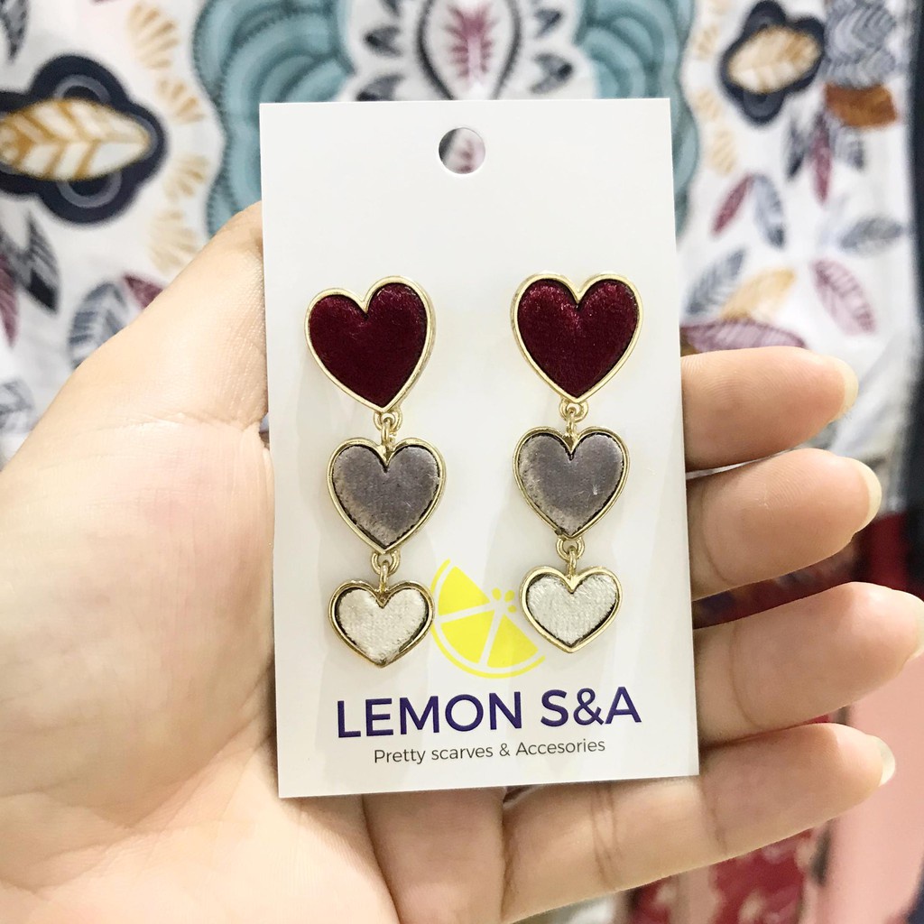 Hoa tai trái tim xinh phong cách hàn quốc bông tai phụ kiện - Mã HT036