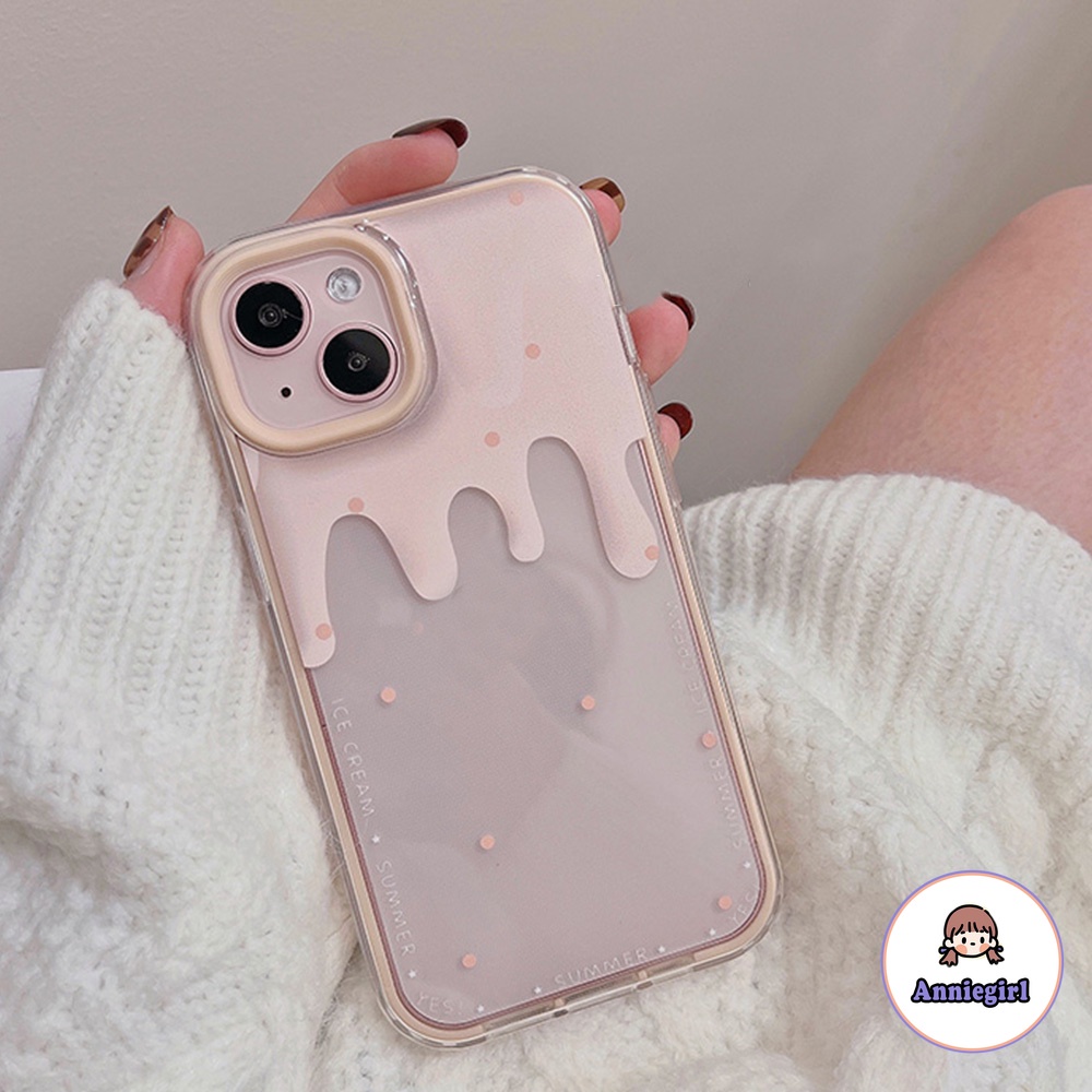 Ốp điện thoại TPU mỏng chống sốc mềm họa tiết kem hồng tan chảy thích hợp cho iPhone 14 13 12 11 Pro Max X Xs Max XR 8 7 Plus