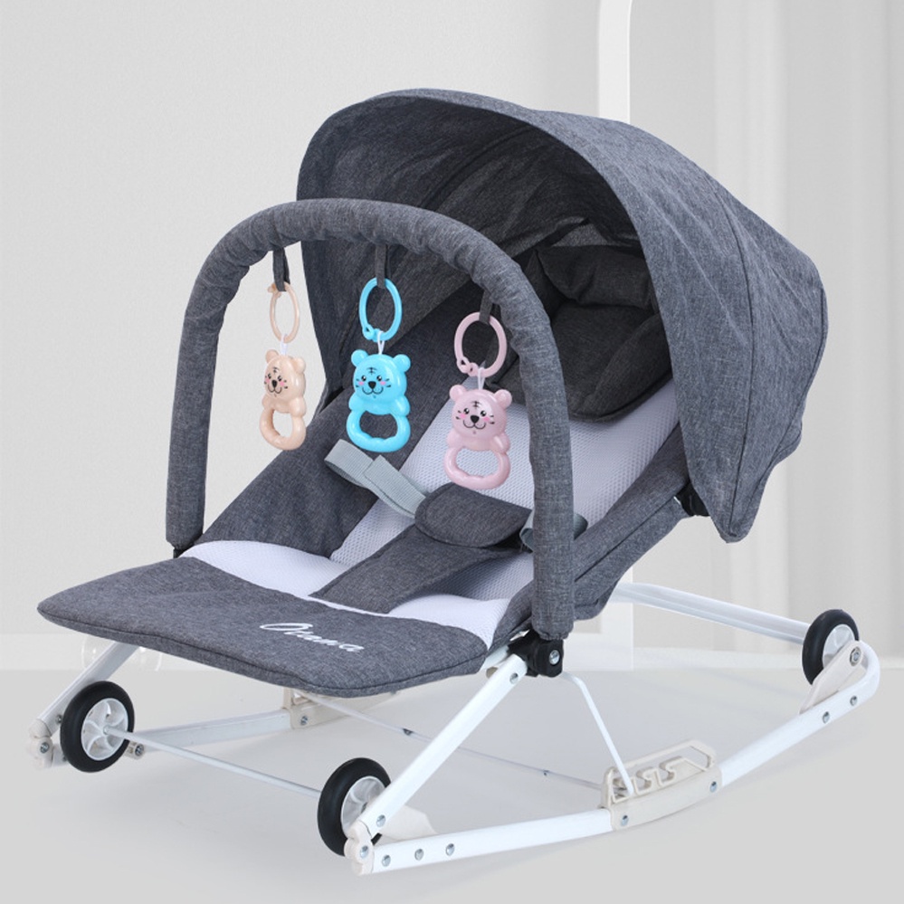 2 TRONG 1👶 Ghế bập bênh cho bé👶 Nôi trẻ sơ sinh có thể gập lại Rocker bouncer &bánh xe thoải mái Xích đu 0-36 tháng17296