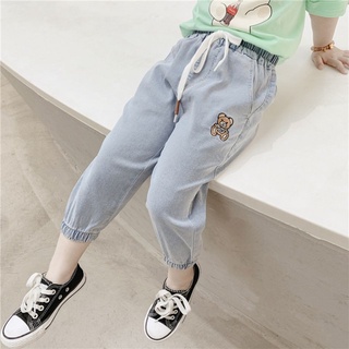 Cô gái denim mùa hè quần chống muỗi trẻ em quần lụa quần