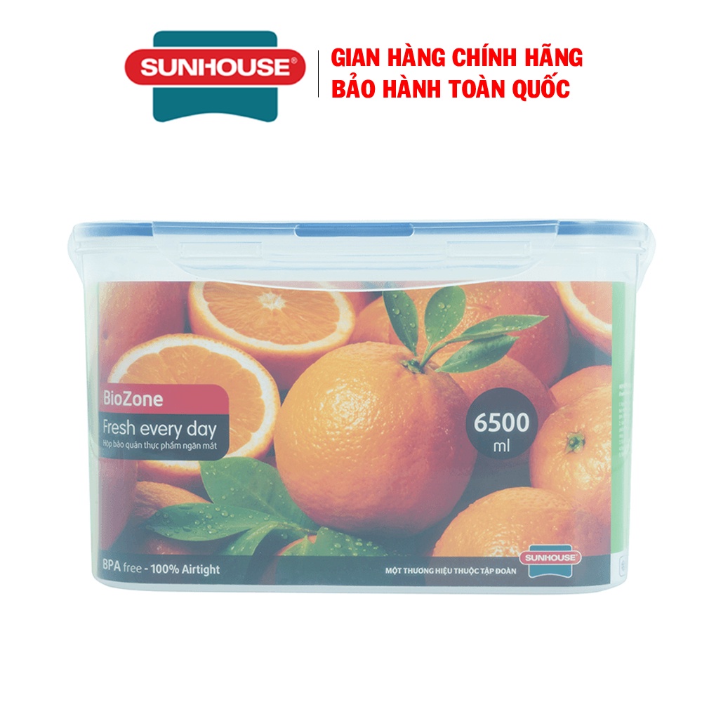 Hộp bảo quản thực phẩm ngăn mát Sunhouse BioZone KB-CO6500P, Dung tích 6500ml