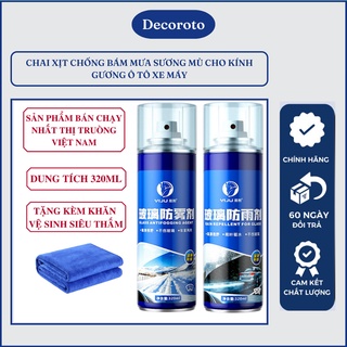 Chai Xịt Nano Chống Bám Nước Mưa Sương Mù Cho Kính Ô Tô Gương Chiếu Hậu Xe Máy Dung Tích 320ml - Phụ Kiện Decoroto