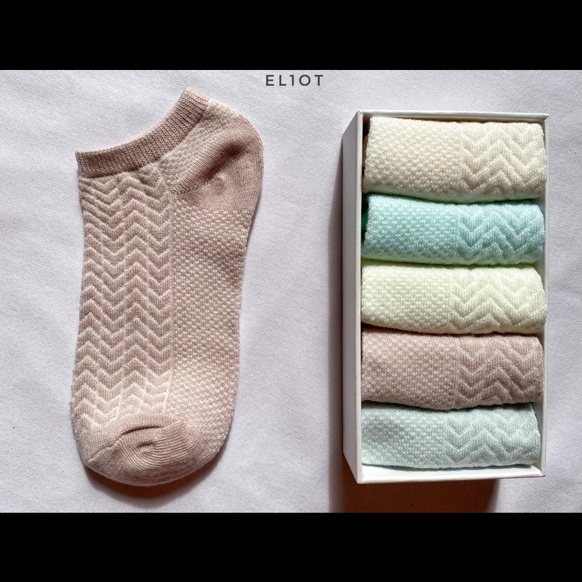 Tất, vớ ngắn cổ len vặn thừng Pastel Hàn Quốc