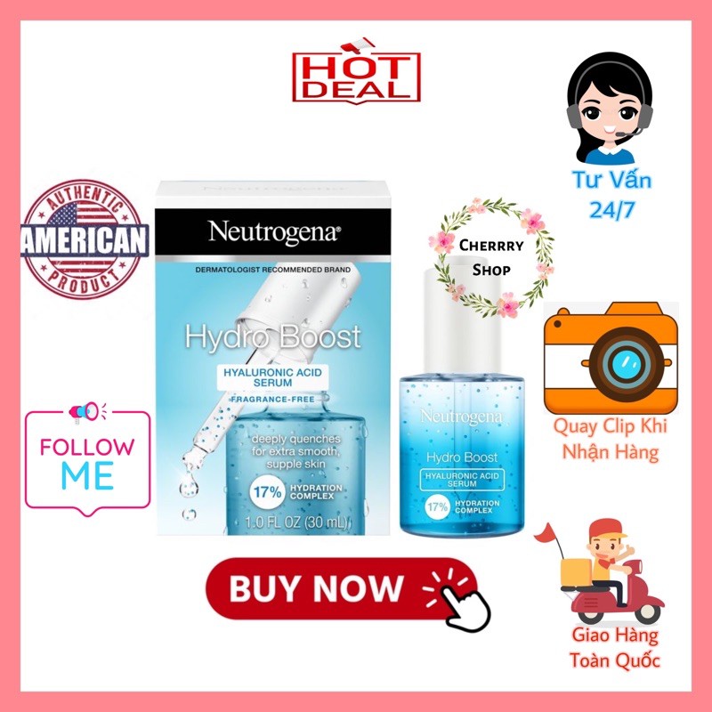 Tinh chất cấp nước Neutrogena Hydro Boost - Hyaluronic Acid Serum 17% Hydration Complex (30ml)