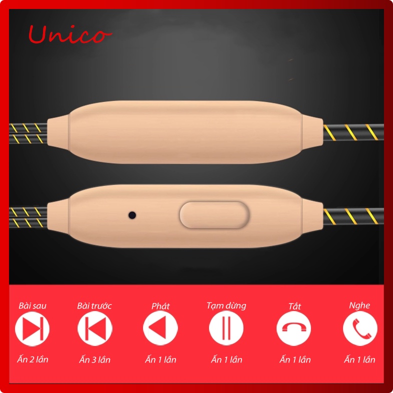 🔥Unico A+🔥Tai Nghe Gaming bass mạnh, Chơi Game nghe nhạc thể thao Chống Ồn Có Mic In Ear Cho PC và các dòng điện thoại