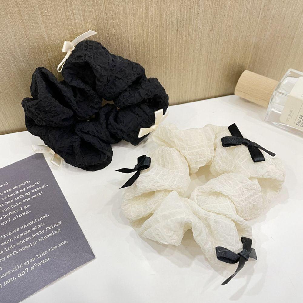 Dây Cột Tóc Đuôi Ngựa Màu Trắng Đen Kiểu Dáng Đơn Giản VANES1 Dành Cho Nữ