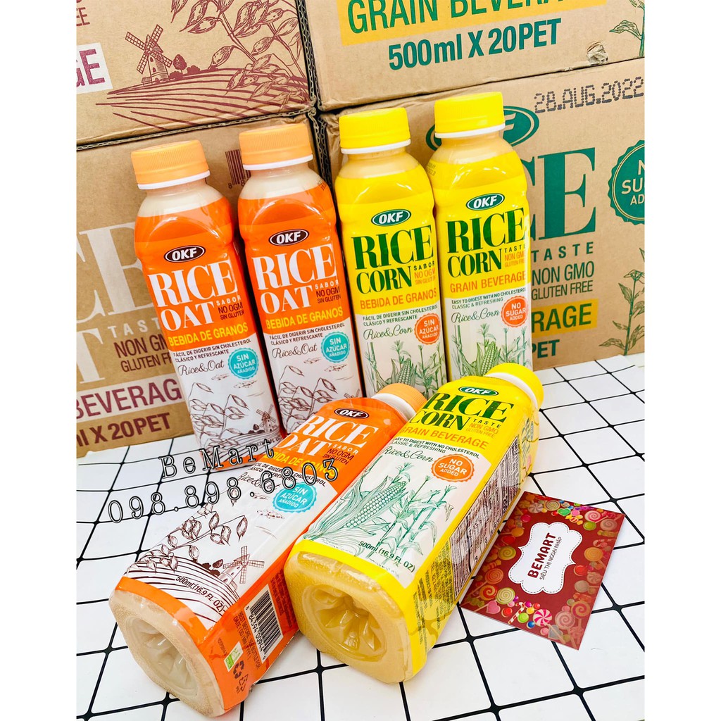 𝐎𝐊𝐅 𝐑𝐢𝐜𝐞 - Sữa Gạo 🎋 Yến Mạch / Nước gạo bắp 🌾🌽Chai 500ML - Hàng Nhập Khẩu Hàn Quốc