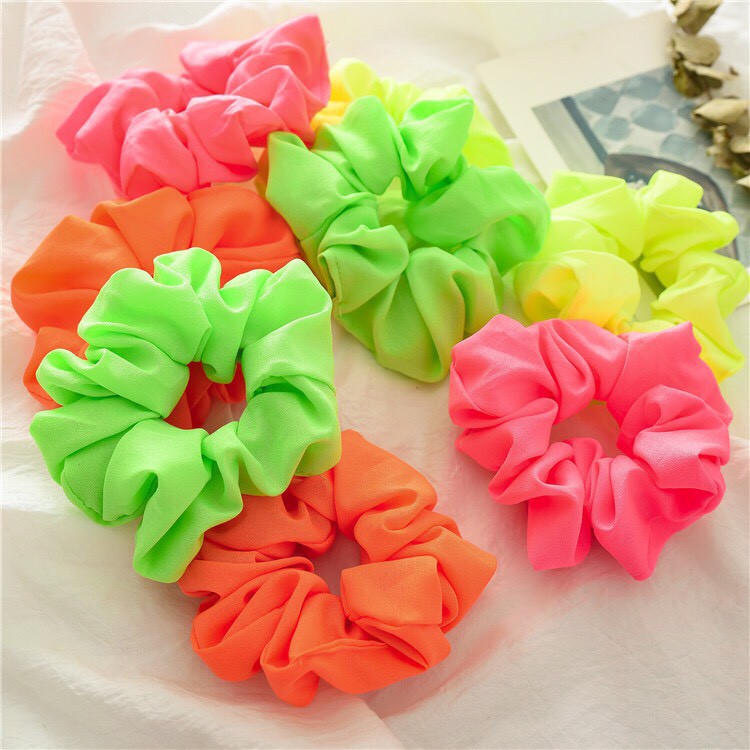 Scrunchies Cột Tóc Vải Huỳnh Quang Độc Đáo A505