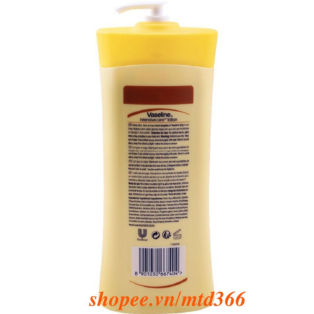 Sữa Dưỡng Thể 725ml Vaseline Làm Trắng Sáng, Mịn Da Và Giữ Ẩm Intensive Care Deep Restore.