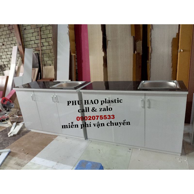 Tủ bếp mini nhựa đài loan có sẵn bồn rửa freeship HCM
