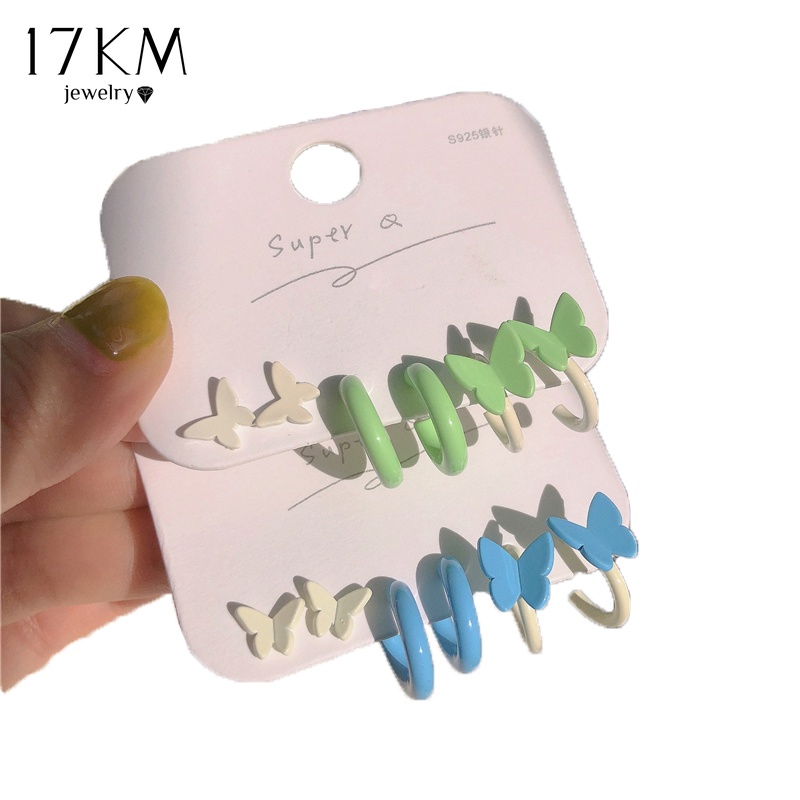 Bộ khuyên tai 17KM hình tròn nhiều màu sắc thời trang dành cho nữ