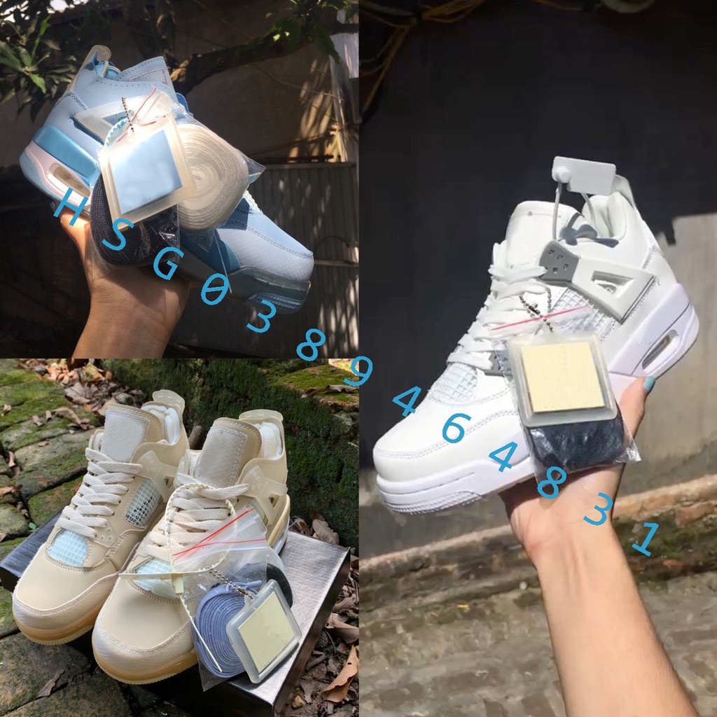 Giày J 4 retro off white kem, Xanh dương, Trắng full , Xanh Ngọc ,Giày sneaker J4 siêu hot