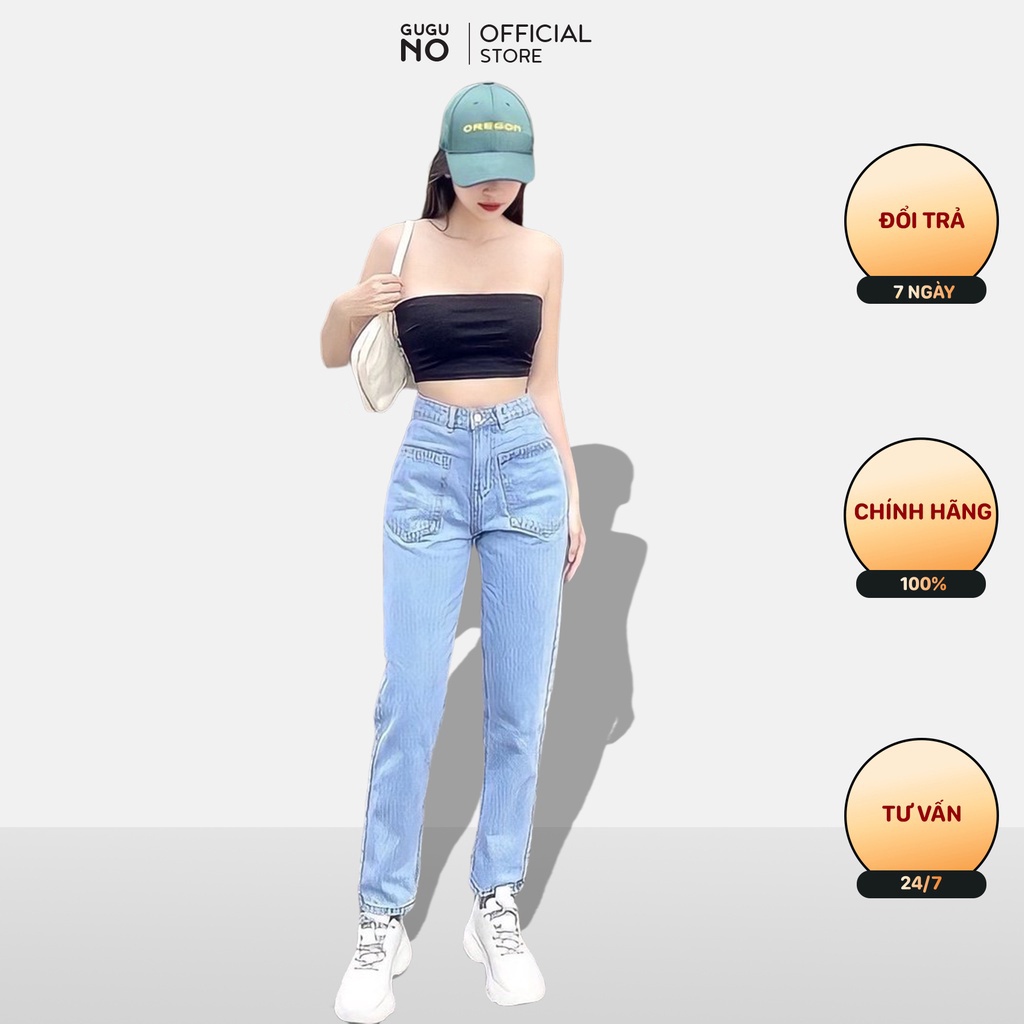 Quần jean nữ baggy cạp cao phong cách GUGUNO ulzzang